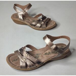 Easy Spirit Bronze Leather Comfort Sandals Size 7.5